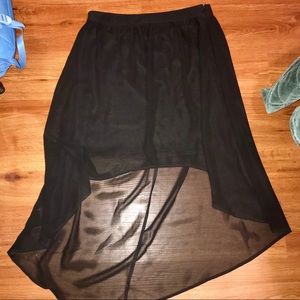 High low black sheer skirt